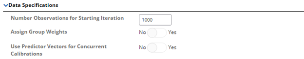 Calibration - data specifications default